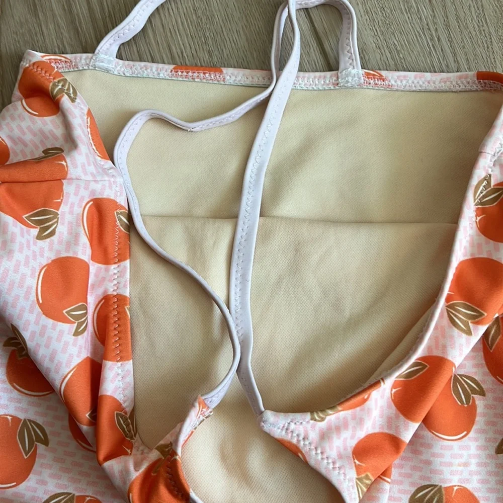 Pink Chicken Girls' Ruffle Tankini Swim Tank Top Tangerine Oranges